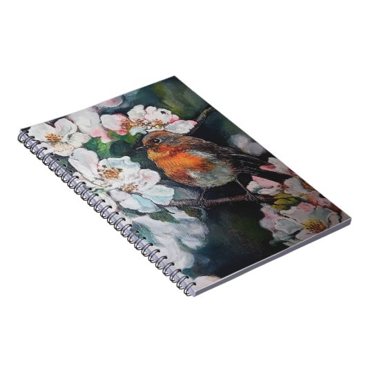 Robin mit Kirschblüte Notizblock (Rechte Seite)