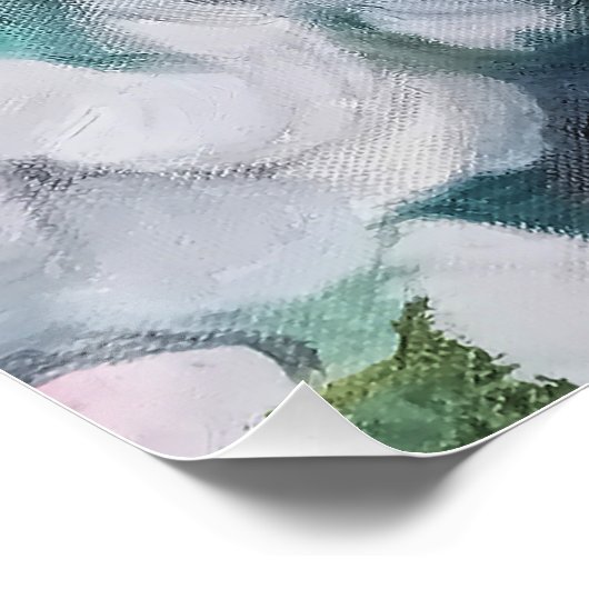 Robin mit Kirschblüte Poster (Ecke)