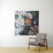 Robin mit Kirschblüte Wandteppich (Beispiel)
