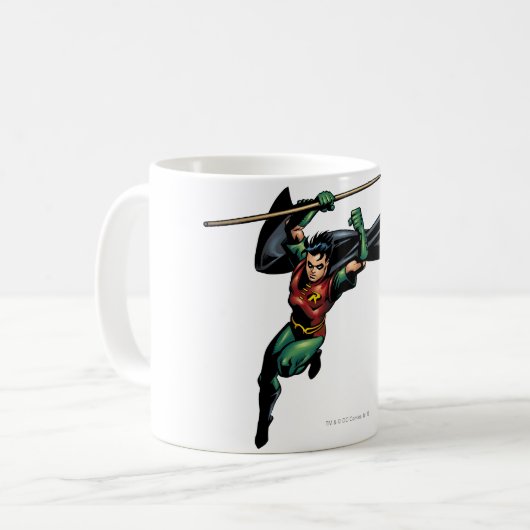 Robin mit Personal - Sprung Kaffeetasse (Vorderseite Links)