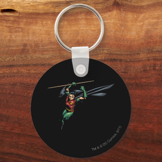 Robin mit Personal - Sprung Schlüsselanhänger (Vorderseite)