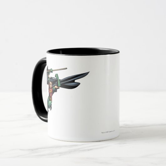 Robin mit Personal - Sprung Tasse (Vorderseite Links)