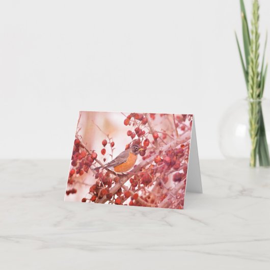Robin mit Red Berries Mitteilungskarten (Vorderseite)