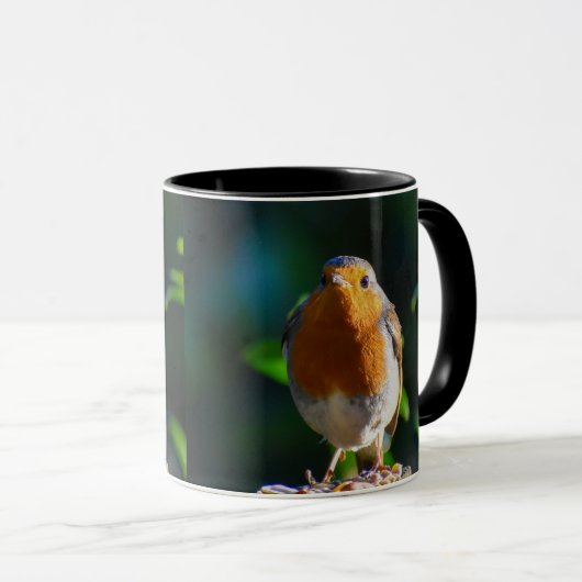 Robin mit Samen Tasse (VorderseiteRechts)
