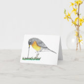 Robin mit Worm Karte (Gelbe Blume)