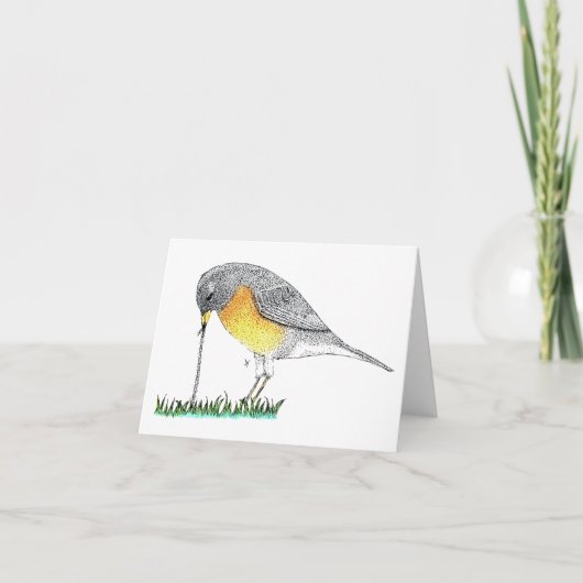 Robin mit Worm Karte (Vorderseite)