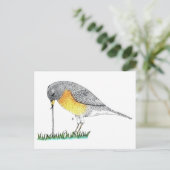 Robin mit Worm Postkarte (Stehend Vorderseite)