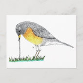Robin mit Worm Postkarte (Vorderseite)