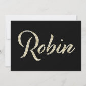 Robin Name white gold Handwriting Karte (Vorderseite)