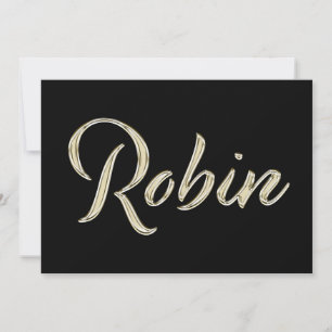Robin Name white gold Handwriting Karte