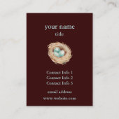 Robin-Nest mit blauen Ei-Gewohnheits-Visitenkarten Visitenkarte (Rückseite)