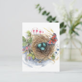 Robin Nest Postkarte (Stehend Vorderseite)