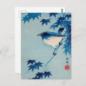 Robin on a Maple Branch, Koson, Japanese Bird Art, Postkarte (Vorne/Hinten)