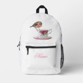 Robin on a Tee Cup Bedruckter Rucksack (Vorderseite)