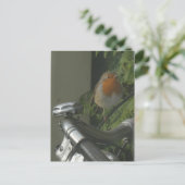 Robin on Bicycle Nah Up DIY Postkarte (Stehend Vorderseite)
