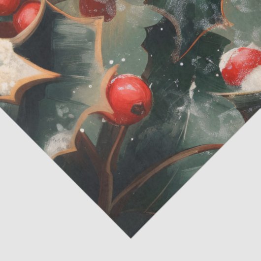 Robin on Holly Branch in Snow Decoupage Seidenpapier (Ausschnitt)