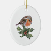 Robin on Holly Keramik Ornament (Rechts)