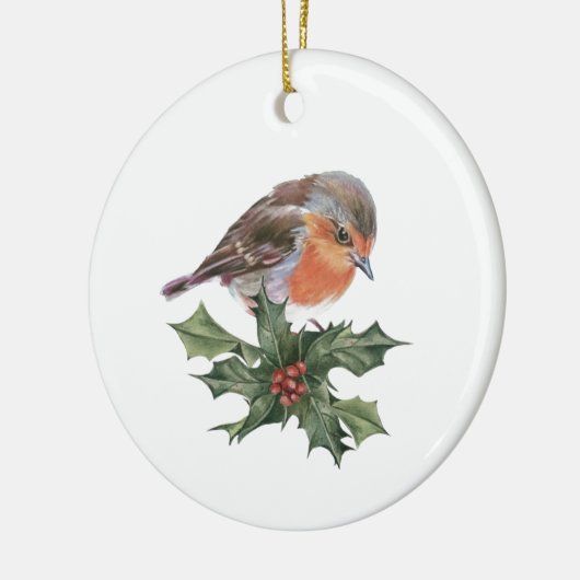 Robin on Holly Keramik Ornament (Links)