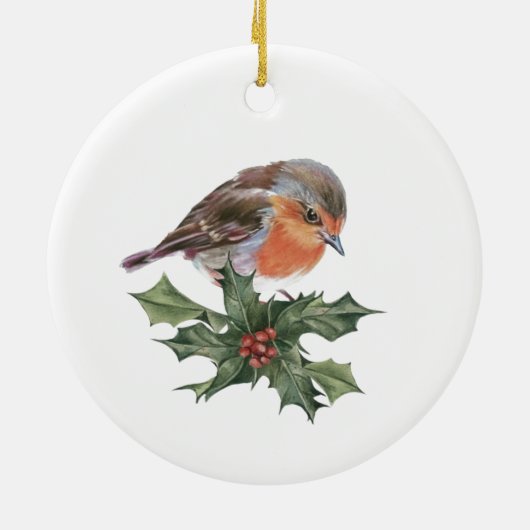 Robin on Holly Keramik Ornament (Hinten)