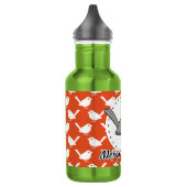 Robin on Orange White Bird Pattern - Merry Xmas Edelstahlflasche (Links)