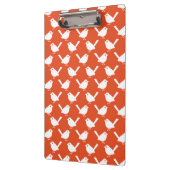 Robin on Orange White Bird Pattern - Merry Xmas Klemmbrett (Links)