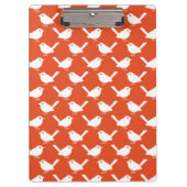 Robin on Orange White Bird Pattern - Merry Xmas Klemmbrett (Vorderseite)