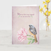 Robin on Peony Sympathy Card Karte (Gelbe Blume)