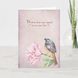 Robin on Peony Sympathy Card Karte