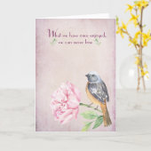 Robin on Peony Sympathy Card Karte (Gelbe Blume)