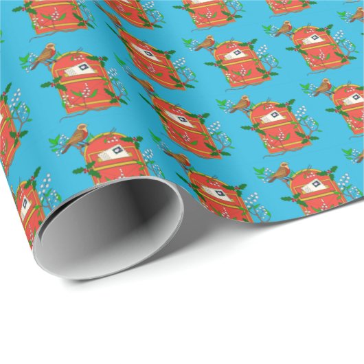 Robin on Postbox Geschenkpapier (Rolleneckpunkt)