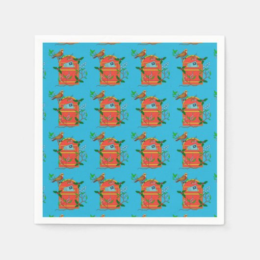 Robin on Postbox Serviette (Vorderseite)