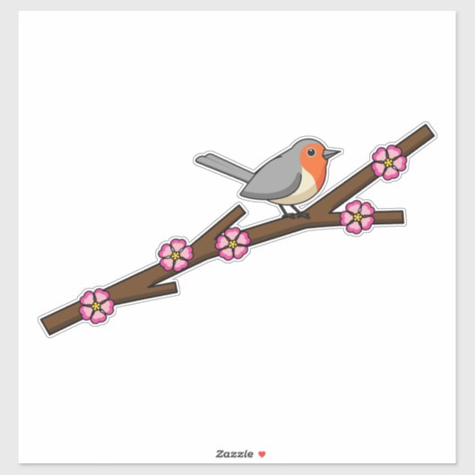 Robin on Sakura Aufkleber (Blatt)