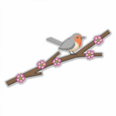 Robin on Sakura Aufkleber (Vorderseite)