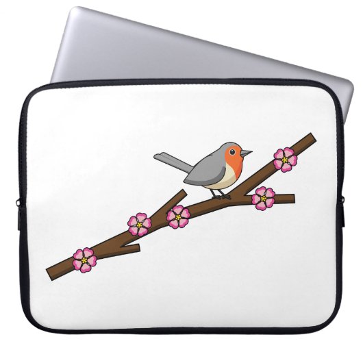 Robin on Sakura Laptopschutzhülle (Vorderseite)