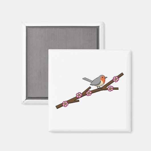Robin on Sakura Magnet (Vorderseite/Rückseite)