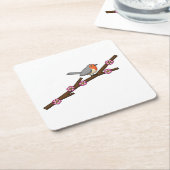 Robin on Sakura Rechteckiger Pappuntersetzer (angewinkelt)