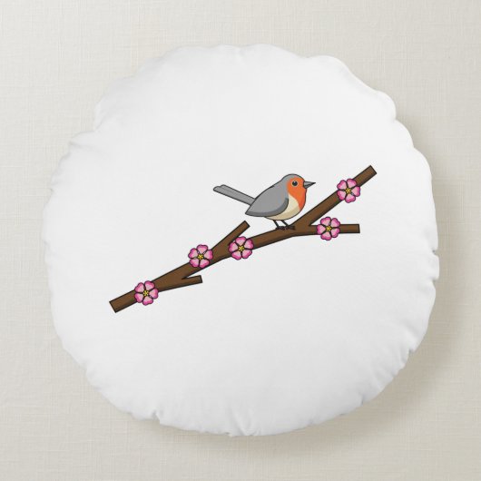 Robin on Sakura Rundes Kissen (Vorderseite)