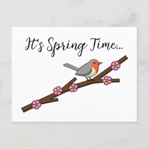 Robin on Sakura Text hinzufügen Feiertagspostkarte