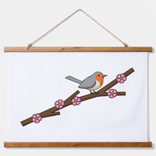 Robin on Sakura Wandteppich Mit Holzrahmen (Vorne)