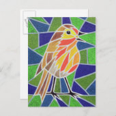Robin on Stached Glass Postkarte (Vorne/Hinten)
