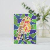 Robin on Stached Glass Postkarte (Stehend Vorderseite)