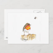 Robin Original Watercolor Design Postkarte (Vorne/Hinten)