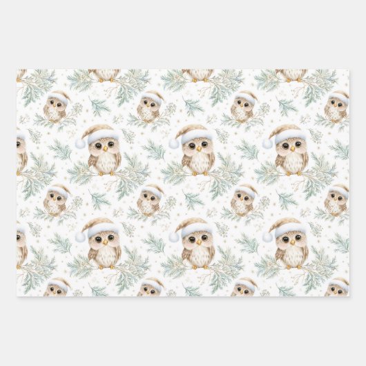 Robin Owl Patterns South Hemisphäre Weihnachten Geschenkpapier Set (Vorderseite 2)