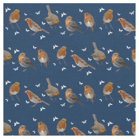 Robin Party Fabric (Marine) Stoff (Nahaufnahme)