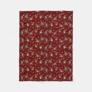 Robin Party Fleece Blanket (Burgund)