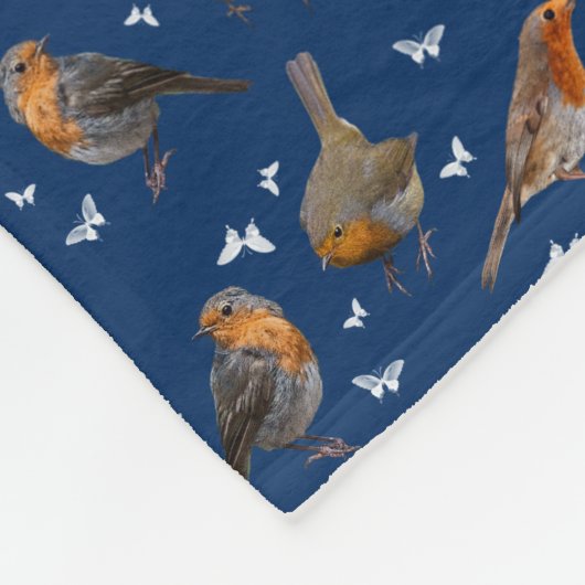 Robin Party Fleece Blanket (Marine) (Ecke)