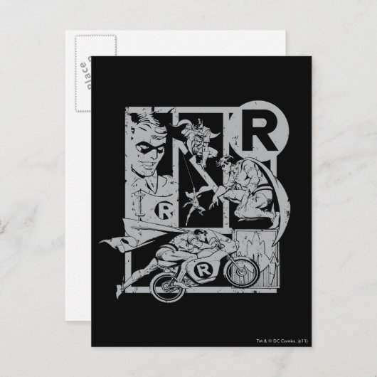 Robin - Picto Gray Postkarte (Vorne/Hinten)