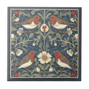 Robin Red Breast Birds William Morris Style Bird Fliese