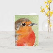 Robin Red Breast Painting Card Karte (Gelbe Blume)