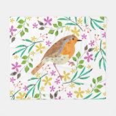 Robin Red Breast, Vogel von Weihnachten Fleecedecke (Vorderseite (Horizontal))